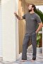 Men's Short Sleeve Cotton Suprem Pajama Set 240328 Anthracite - 2