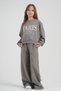 Girl's Gray Wide-Leg Sweatpants Set - Sweatshirt and Comfortable Fit Bottoms