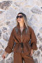 Brown Parachute Fabric Top Zipper Suit - 2