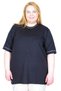 Mode XL Real Big Size Women's T-Shirt Biss Collar Seersucker Pocket U26221 Navy Blue
