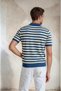 Striped Polo Collar Men's Knitwear T-Shirt Fit Cut Summer Knit T-Shirt - 2