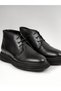 Italian Style Natural Leather Winter Men's Boots Shoes Black T13425 - 3