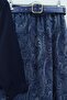 Chiffon Blouse with Belted Scarf and Lined Skirt - Navy Blue - Navy - 3