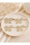 Bow Model Zircon Stone Detailed Gold Color Clasp Buckle - 2