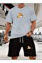 - Men's Printed Cotton T-Shirt and Shorts 2-Piece Set Oversize - First Class Quality Fabric G4