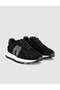 100% Genuine Suede Leather Black Lace-Up Women's Sneaker Shoes - 2