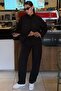 Black Transparent Relax Fit Striped Suit Mg2740 - 3