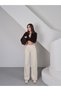 Women's Beige Straight Fit Jean High Waist Loose Leg Wide Leg Denim Trousers - 3
