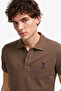Men's Slim Fit Polo Collar Brown Basic T-Shirt 50322304-Vr029 - 2