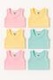 Girl's 6-Piece Ribbed Cotton Undershirt Set - Pink, Yellow, Blue Colors-309 - 3