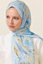 Watercolor Cotton Viscose Shawl - Blue - 4