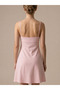 Women's Pink Rope Strap Dress with Drawstring Detail and Soft Elastane Fabric - 7