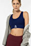 Navy Blue High Support White Detailed Covered Sports Bra - 4