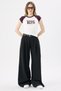 Crep Women's Brooklyn Printed Raglan Sleeve Asymmetrical Cut Crop T-Shirt Cotton Ribbed Ecru Plum - 3