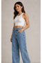 Women's Light Blue Loose Leg Super High Waist Palazzo Jean Trousers - 4