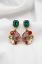 Zircon Stone Hanging Flower Earrings 4 Cm. - 2