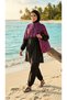Women's Black Fuchsia Zippered Baggy Full Covered Water-Repellent Hijab Parachute Swimsuit Set _2306 - 5