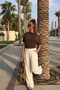 Women's Casual Slim Basic Coffee Blouse - 4