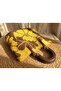 Women's Yellow Brown Floral Patterned Snap Fastener Shoulder Bag - with Internal Compartment (45X48 cm)