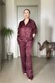 Leopard Patterned Satin Shirt Pants Tiril Set - 5