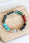 Taurus bracelet (turquoise fluorite blue green red agate lapis lazuli hematite stone) - 4