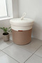 Handmade Decorative Braided Model 5-Piece Bathroom Set 2-Piece Mat 50X80 cm & 40X60 cm + Baskets 18X18 cm & Laundry Basket 35X33 cm - 8