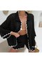 Button-Front Women's Shirt and Short Shorts Holey Lace-Like Knit Summer Beach Set. - 5
