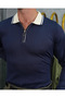 Cotton Lycra Collar Stripe Detailed Slim Fit Zipper Detailed Knitwear Sweater - 6