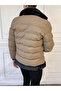 Waxed Fabric Collar and Fur Detailed Inflatable Coat with Fur Detail on the Bottom - 2