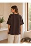 Women's Oversize Feather Textured Cat Printed Cotton T-Shirt - 2