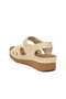 Beige Velcro Women's Wedge Heel Sandals - 4