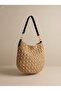 Women's Beige Handmade Raffia Knitted Bag - Boutique Handbag with Inner Pocket - 2
