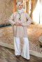 Beige Ethnic Modal Woven Shirt with Scarf - 2