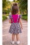 Girl's Teddy Bear Detailed Salopet Dress T-Shirt Set - 2