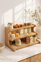 Multi-Functional 3-Tier Bamboo Shelf Rustic Bohemian Kitchen Bathroom and Coffee Corner Shelf - 3