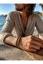 Men's Genuine Calfskin Leather Bracelet – Hand-Knitted Bohemian Design, Stylish Bracelet with Magnetic Clasp, Red Sun