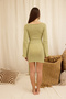 Kawanas Kayık Collar Tie Green Dress - 5