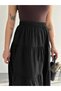 Women's Layered Long Skirt with Elastic Waist – Loose Flared Maxi Length Casual Skirt - 2