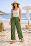 Khaki Color Pocketless Wrinkled Fabric Women's Trousers - 2