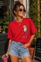 Unisex Oversize T-Shirt with Slipper-Frog Print – Cotton Crew Neck Casual T-Shirt