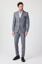 Serardo Men's Navy-Grey Polyviscon Fabric Slim Fit Jacket Pants Vest Suit
