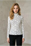 Women's White Black Polka Dot Fishnecklace Combed Cotton Body Blouse Yy101375 - 2