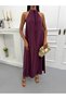 Women's Tencel Fabric Collar Detailed Relaxed Fit Sleeveless Summer Dress - 3