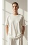 Women's Shimmer Detailed Crew Neck Basic Short Sleeve Cotton T-Shirt
