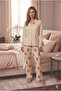 Women's Front Buttoned Luxury Milan Fabric Long Sleeve Pajama Set - 2