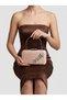 Beige Color Z.A.R.A. Satin Crystal Stone Embroidered Chain Women's Evening Dress Bag Wedding Engagement Graduation