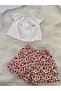 Baby Girl 2-Piece Set Crispy Floral Patterned Shorts & White Madonna Collar Blouse Set - 7