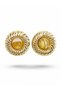 Brass Gold Color Amber Beaded Vintage Women's Earrings