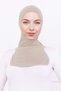 Ninja Bonnet with Neck Collar Lycra Sports Bonnet - Women's Ready-To-Wear Practical Hijab Headscarf-Beige - 3