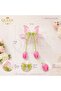 Giant Large Tulle Butterfly Figured Pink Tulip Dangle Rhinestone Bow Clip with Clasp - 3